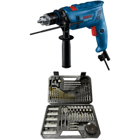 Bosch GSB 600 Darbeli Matkap + Bosch 103 Parça Aksesuar Seti