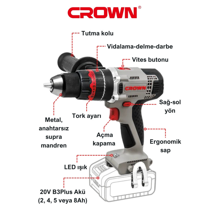Crown Akülü Vidalama 20V-Solo - CT21075HMX