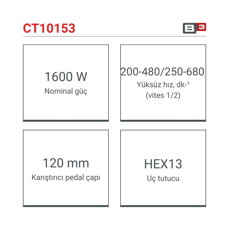 Crown Çift Karıştırıcılı Boya-Harç Mikseri 1600W - CT10153