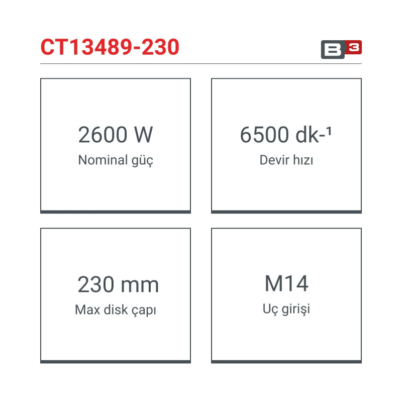Crown Taşlama 2600W 230mm - CT13489-230