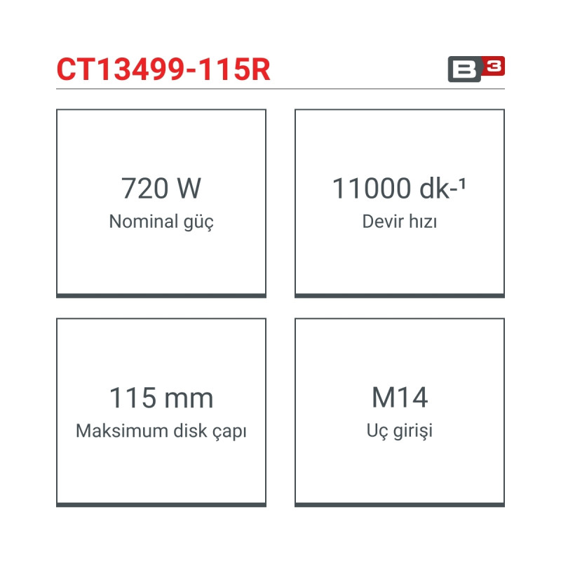 Crown Avuç Taşlama 720W 115mm - CT13499-115R